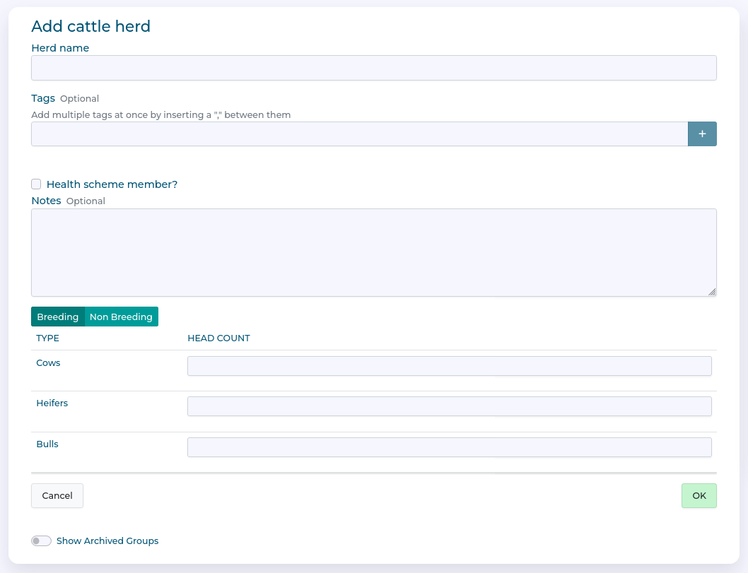 Add a new herd