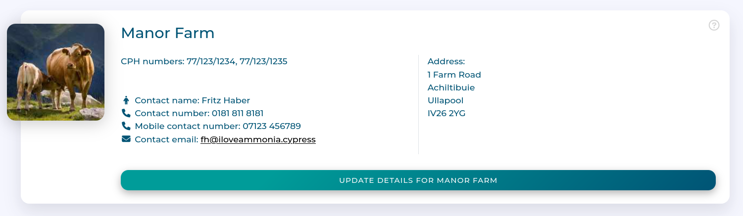 Farm details card Farm details card