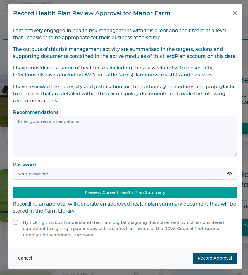 Health Plan approval