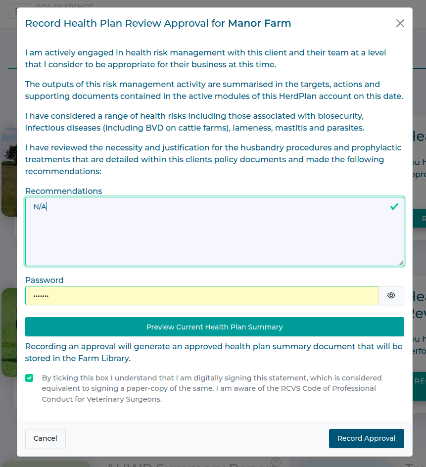 Health Plan approval