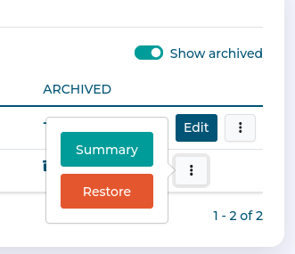Archived contexct menu