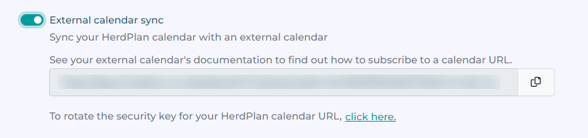 External calendar sync settings External calendar sync settings